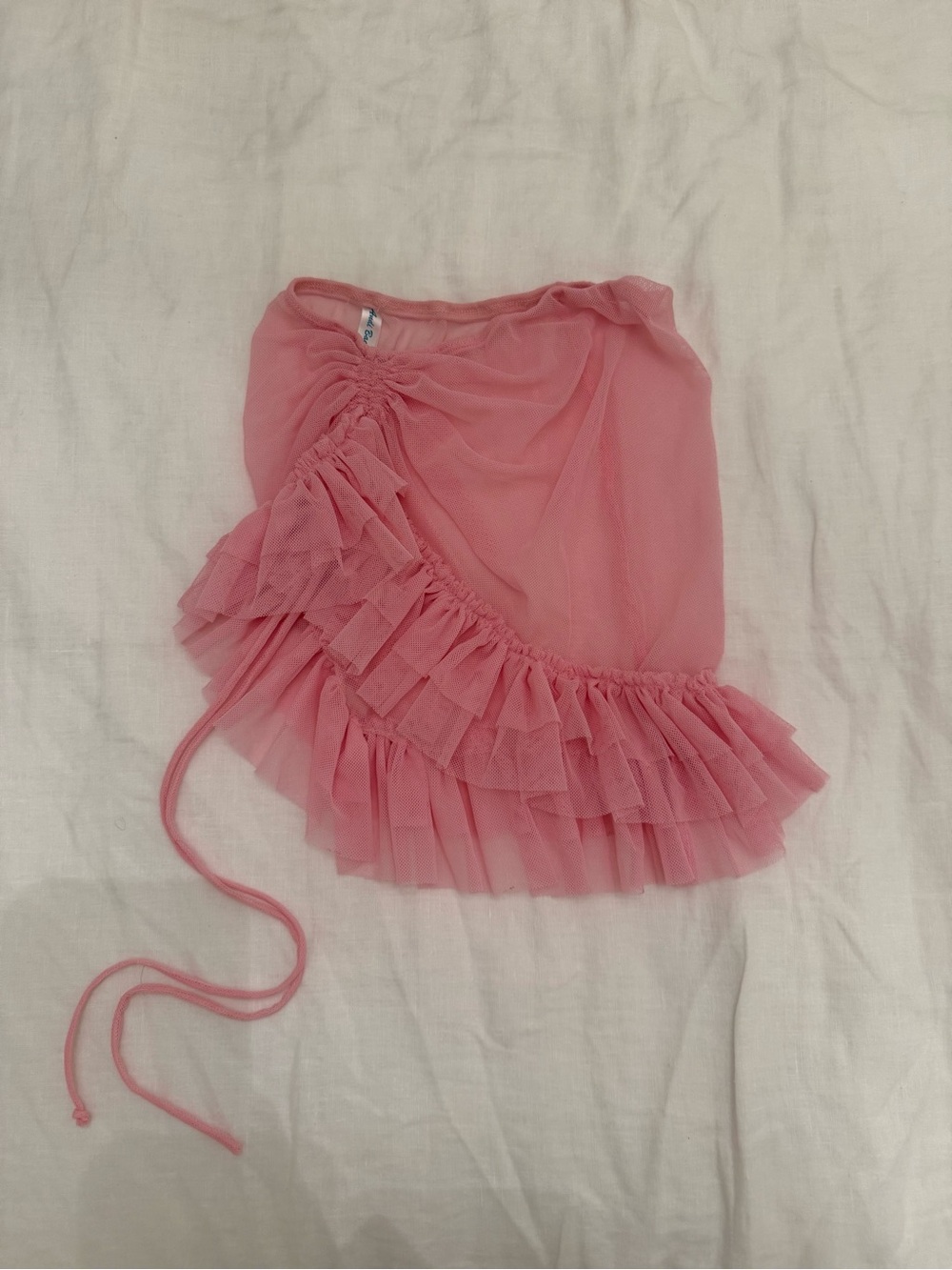 ANDI BAGUS Pink Ruffled Mesh Cover Up Skirt